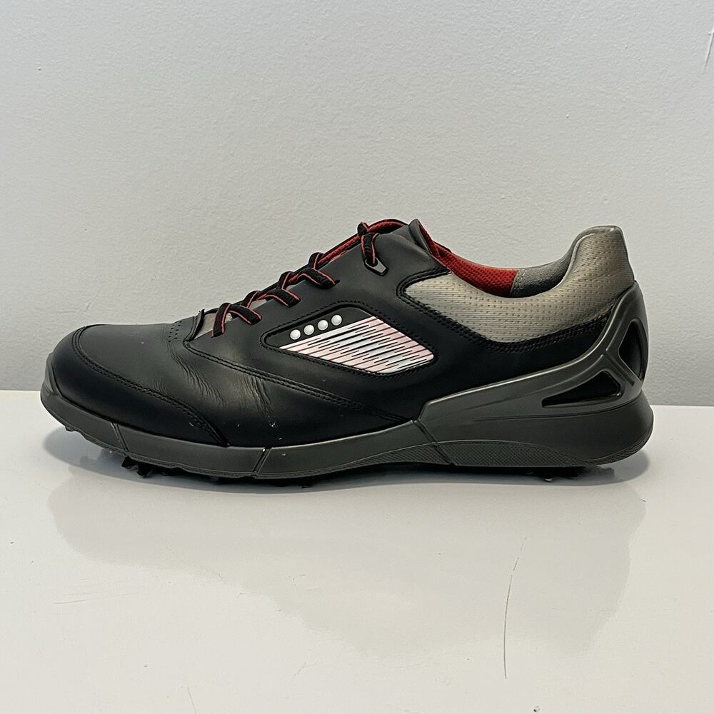 ECCO One Base Hydromax Golf Shoe BLK Leather Spiked Extra Width EU 45 US 11-11.5 - Picture 7 of 10